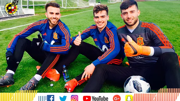 Borja Mayoral, Íñigo Córdoba y Antonio Sivera en la Ciudad del Fútbol