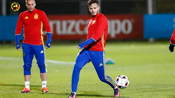 Saúl Ñíguez durante el entrenamiento de la Sub-21 en Las Rozas