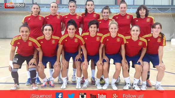 La Selección Española Femenina de Fútbol Sala posa en el Pabellón de la Ciudad del Fútbol