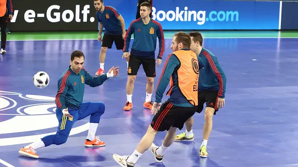 La selección española de fútbol sala entrena en Liubliana