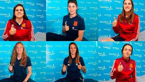 Las jugadoras de la Selección española, al terminar sus pruebas médicas con Sanitas