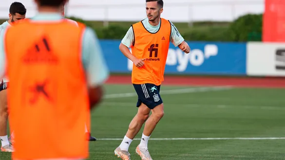 Pablo Sarabia durante el entrenamiento de la Selección española en la Ciudad del Fútbol