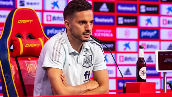 Pablo Sarabia durante su rueda de prensa en la Ciudad del Fútbol