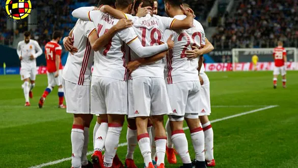 Los jugadores de la Selección celebrando un gol frente a Rusia 