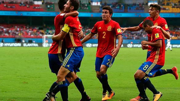 Celebración de un gol de la Selección Sub-17 en el Mundial de la India 