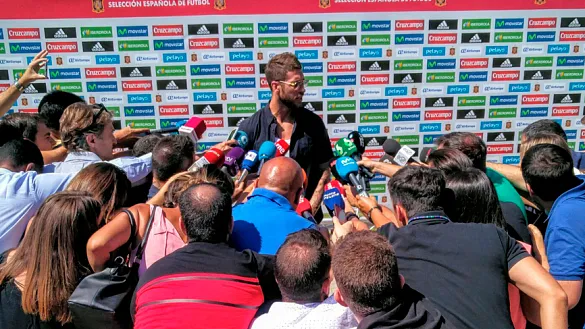 Sergio Ramos a la llegada en la Selección