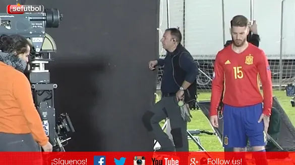 Sergio Ramos durante la grabación de una campaña publicitaria