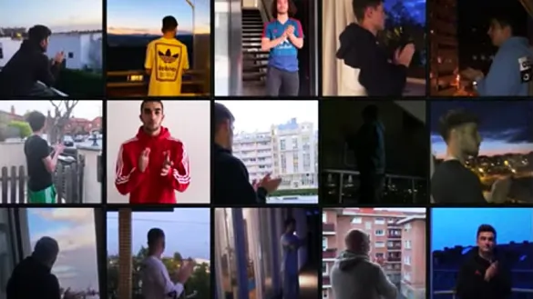 Los jugadores de la Selección española Sub-21 aplauden al personal sanitario de nuestro país