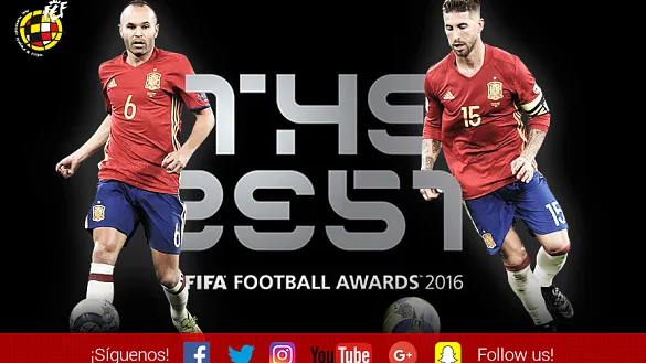 Sergio Ramos y Andrés Iniesta aspiran al Premio The Best al jugador de la FIFA 2016