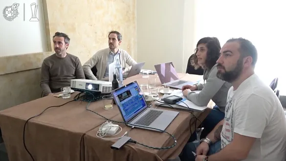 Jorge Vilda, Montse Tomé, Eugenio Gonzalo y Javier Egido trabajandoSalam