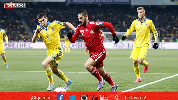 Momento del partido entre Ucrania y España disputado en Kiev