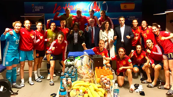 Celebración de España tras conquistar su primera victoria en un Mundial femenino
