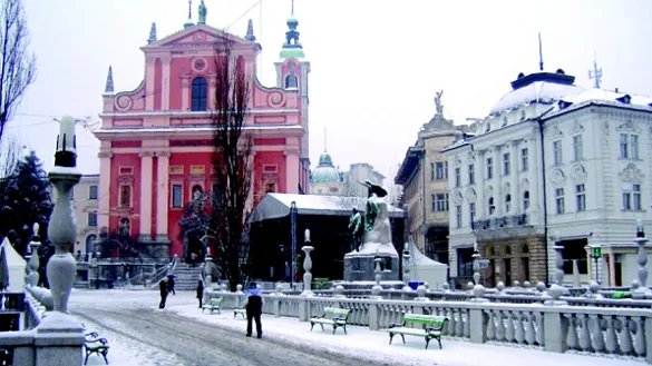 Vista de la plaza de Preseren en Liubliana (Eslovenia)