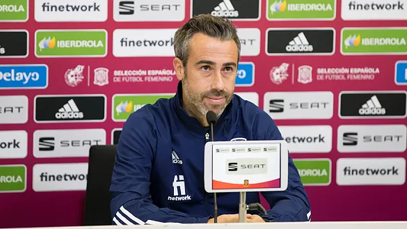 Jorge Vilda durante la rueda de prensa en la Ciudad del Fútbol