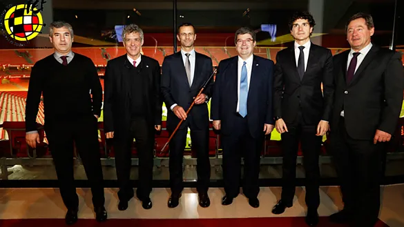 Josu Urrutia, Ángel María Villar, Aleksander Čeferin, Juan María Aburto, Unai Rementeria y Bingen Zupiria