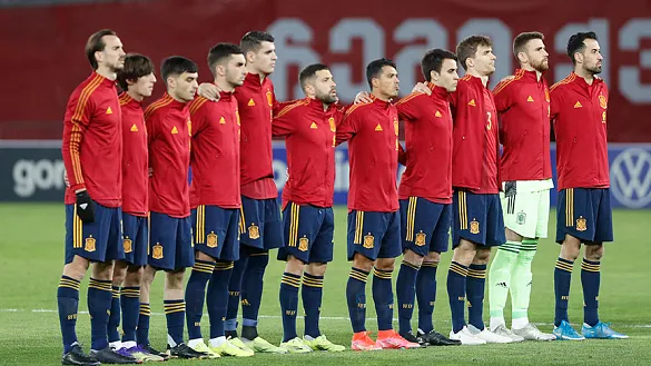 España, antes de comenzar el encuentro frente a Georgia