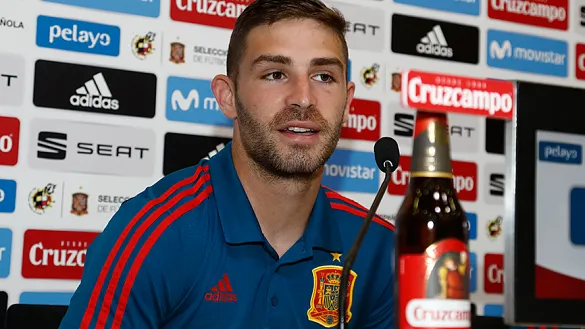 Yeray Álvarez durante la rueda de prensa en la Ciudad del Fútbol